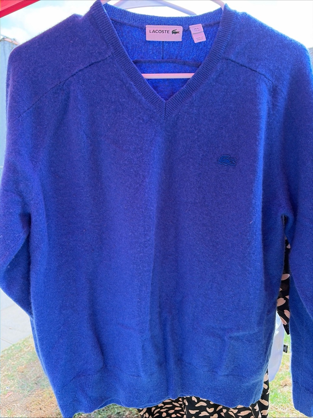 Lacoste Men V-Neck Royal Blue Sweater